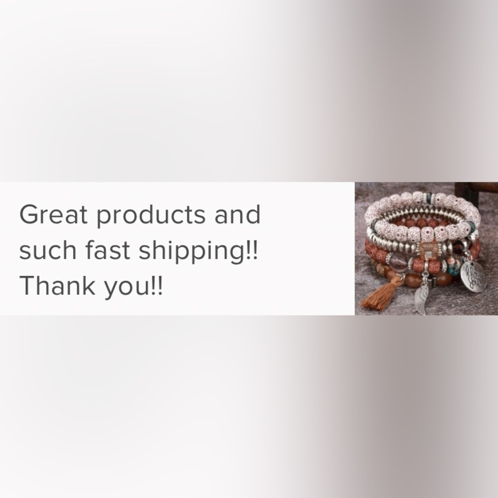 I LOVE YOU Stacked Beaded Boho Bracelets Charms Tassel BRAND NEW - Picture 5 of 6